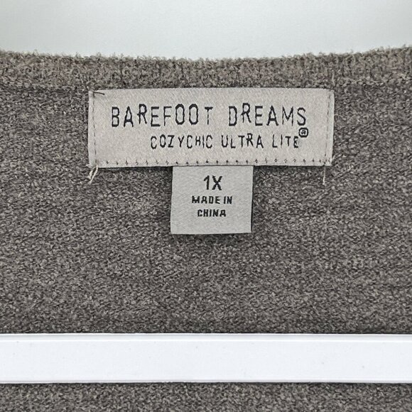 Barefoot Dreams Cozychic Ultra Lite V-Neck Tunic Sweater Plus Size 1 X Grey - Picture 4 of 7